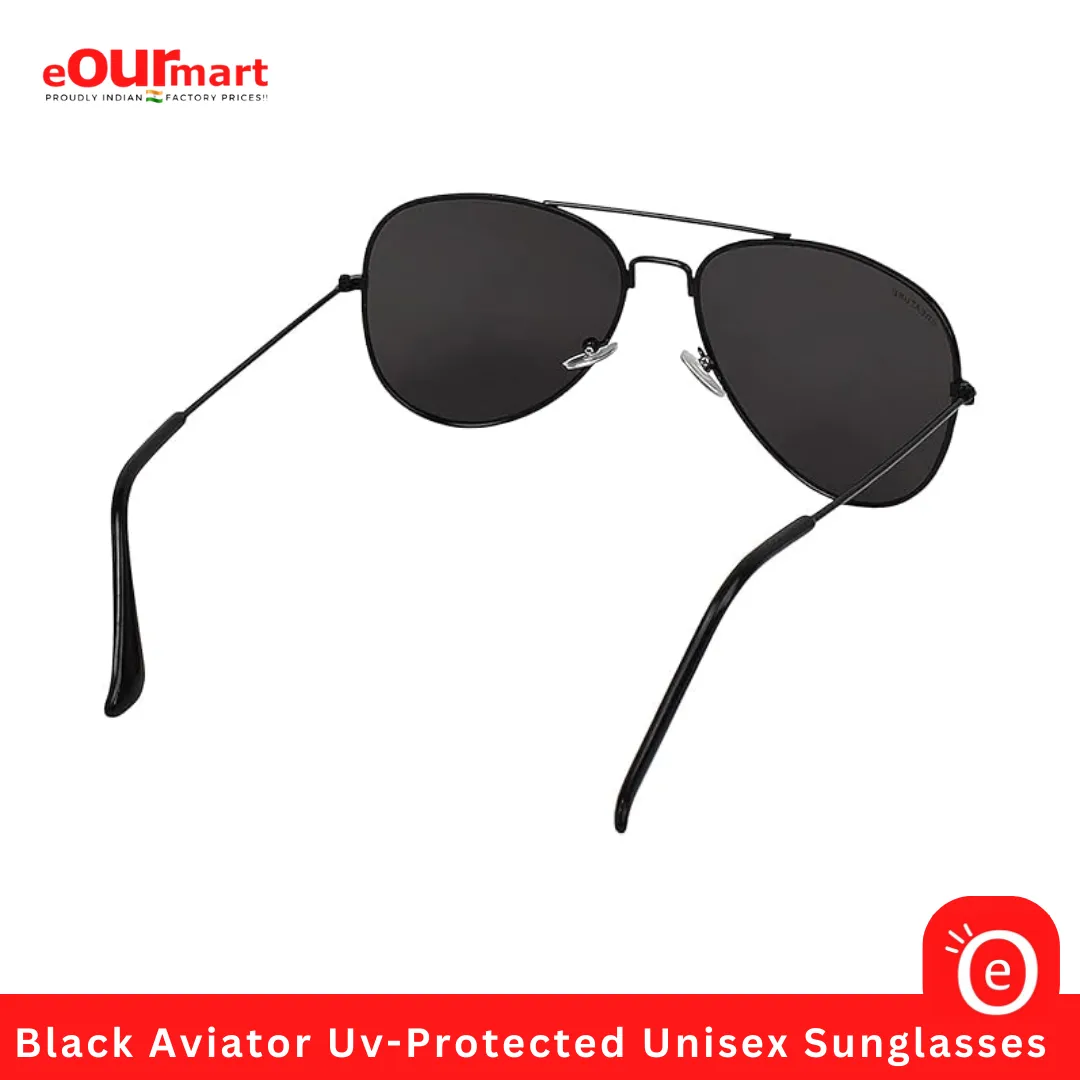 Black Aviator Uv-Protected Unisex Sunglasses