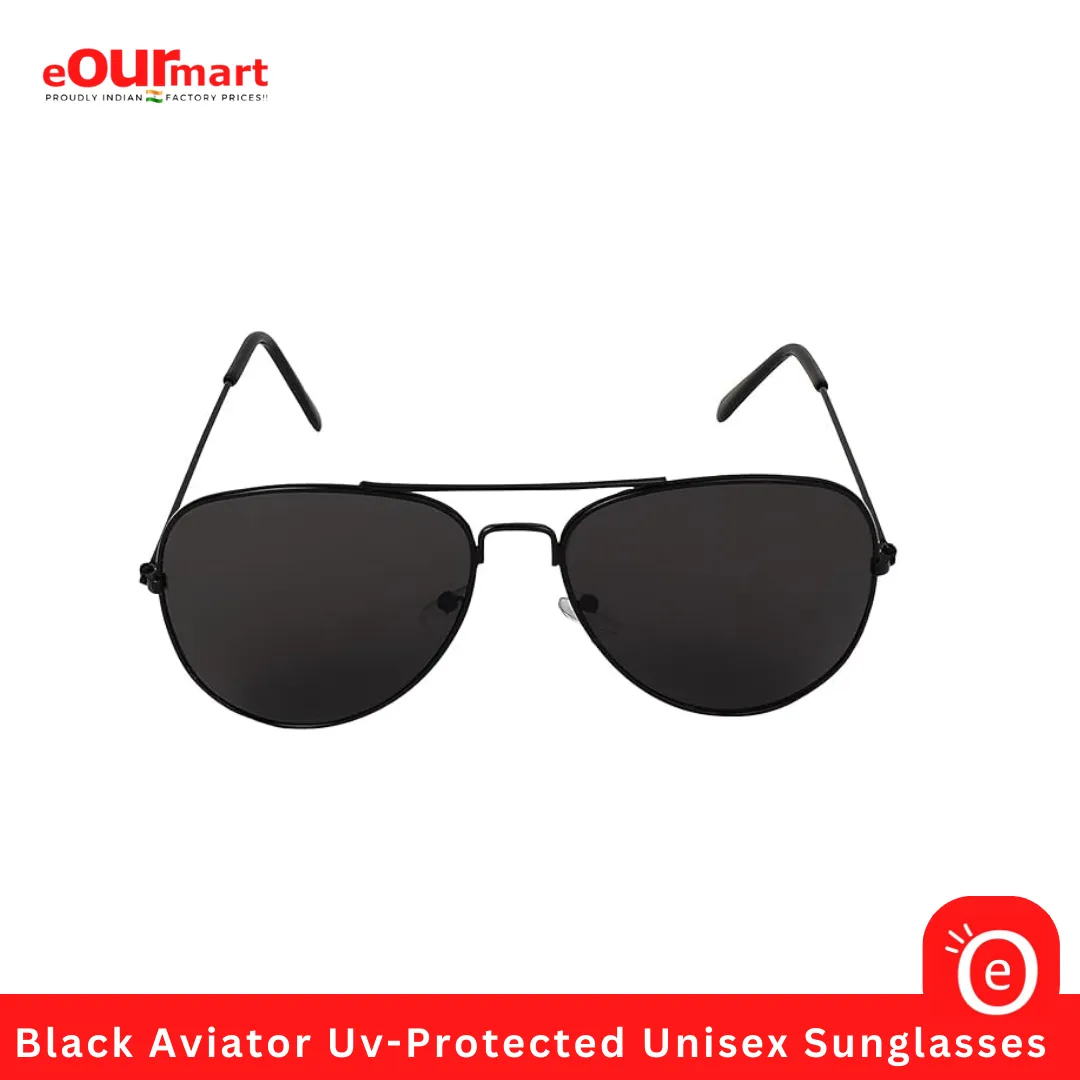 Black Aviator Uv-Protected Unisex Sunglasses