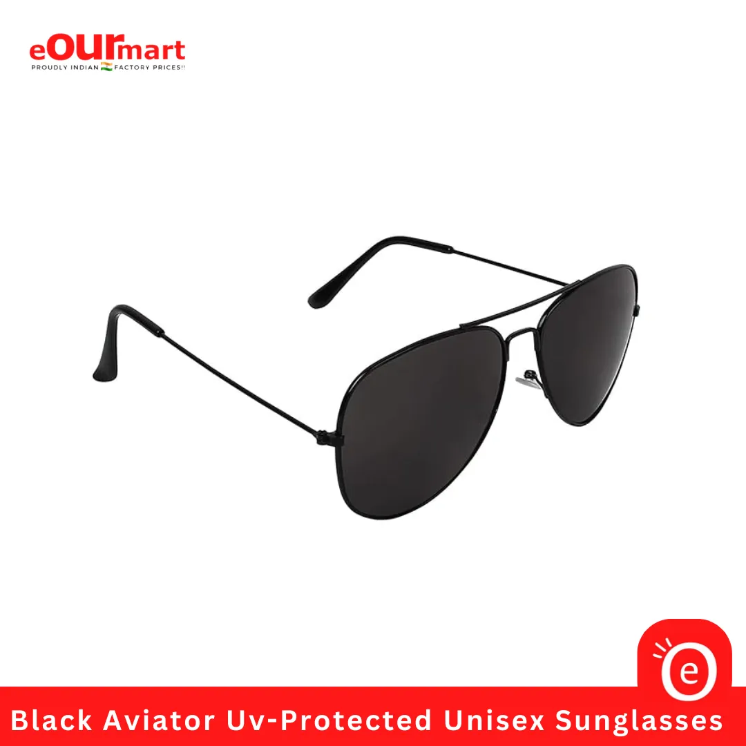 Black Aviator Uv-Protected Unisex Sunglasses