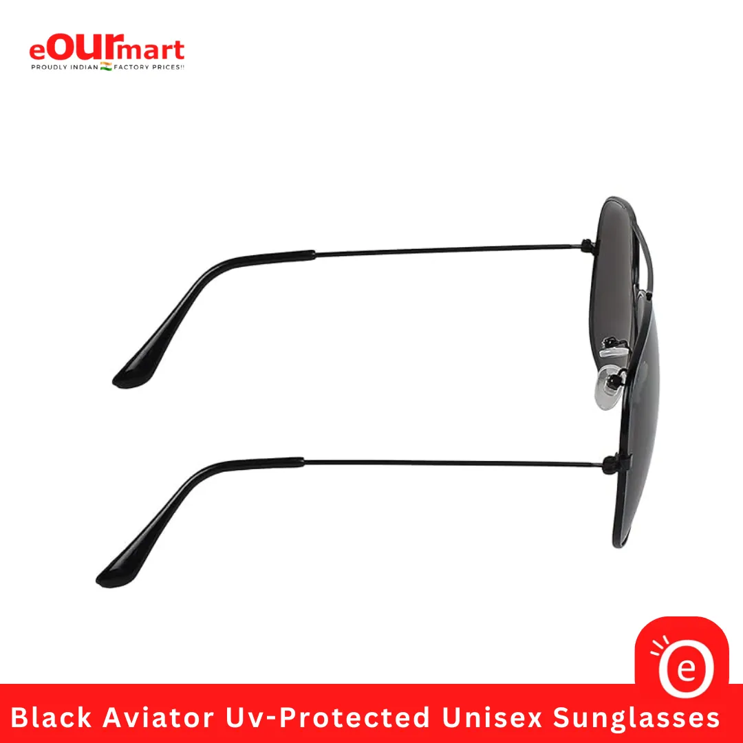 Black Aviator Uv-Protected Unisex Sunglasses