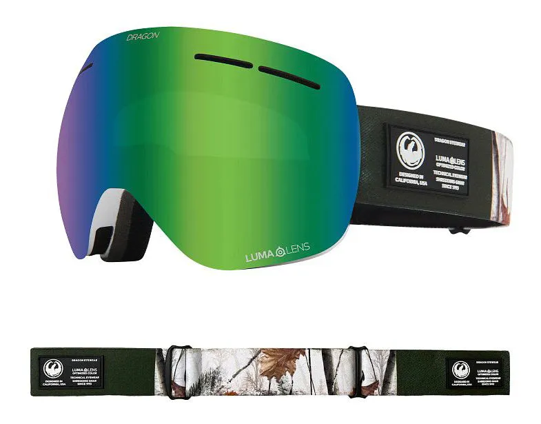 Dragon X1S Snow Goggles Alpine Camo / Lumalens Green Ion   Spare Lens