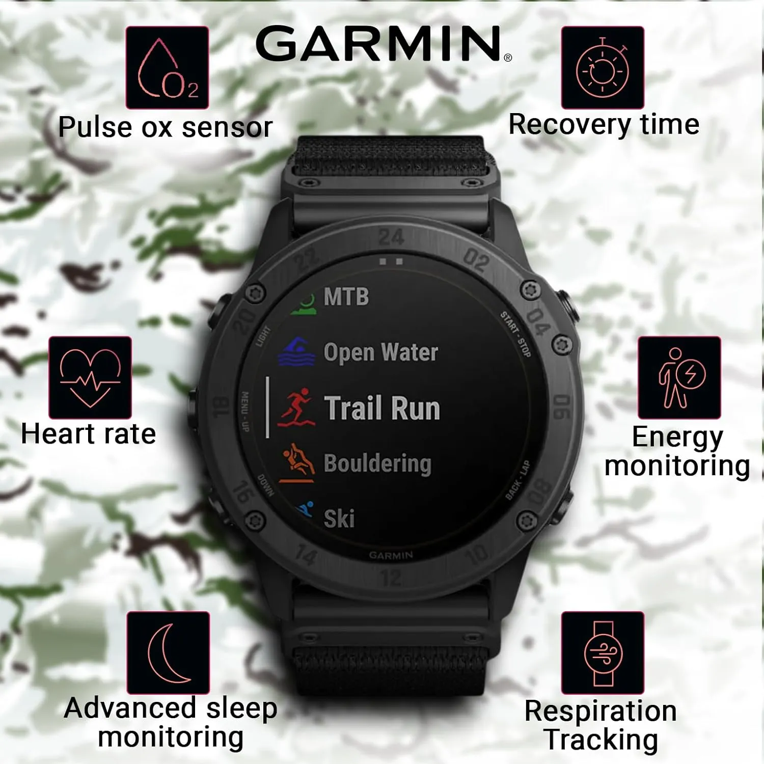 Garmin Tactix Delta - Solar Edition Solar-powered Tactical GPS Watch with Nylon Band (010-02357-10)