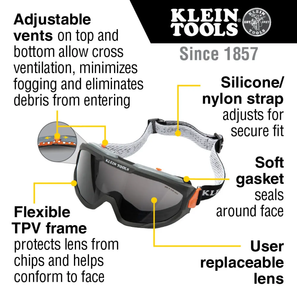 Klein 60480 Safety Goggles, Gray Lens