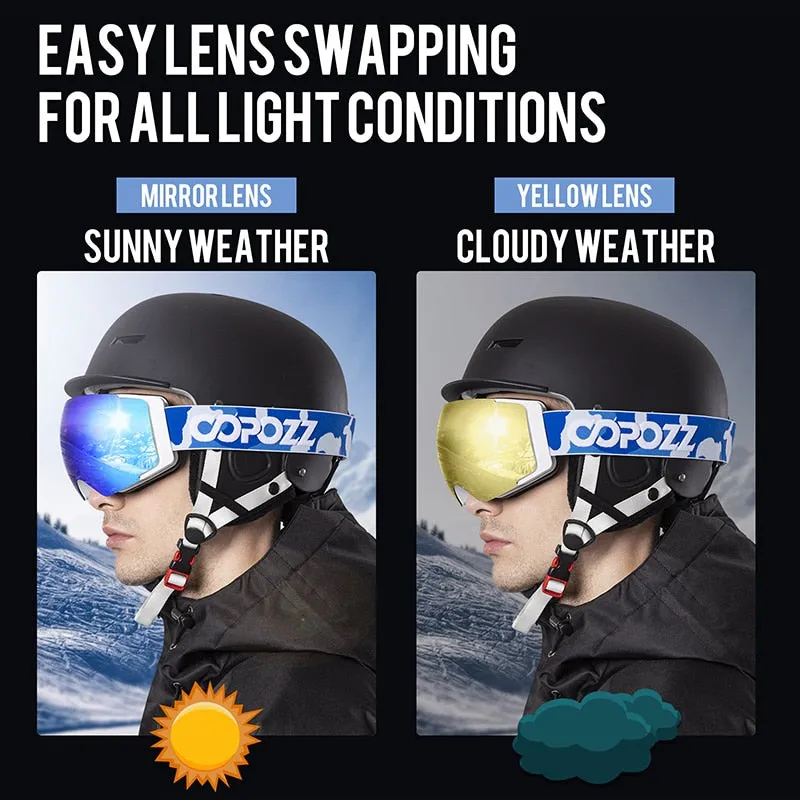 Magnetic Polarized Ski Goggles 2s Quick-Change Lens Professional Skiing Eyewear Men Women Anti-fog Snowboard Ski Glasses