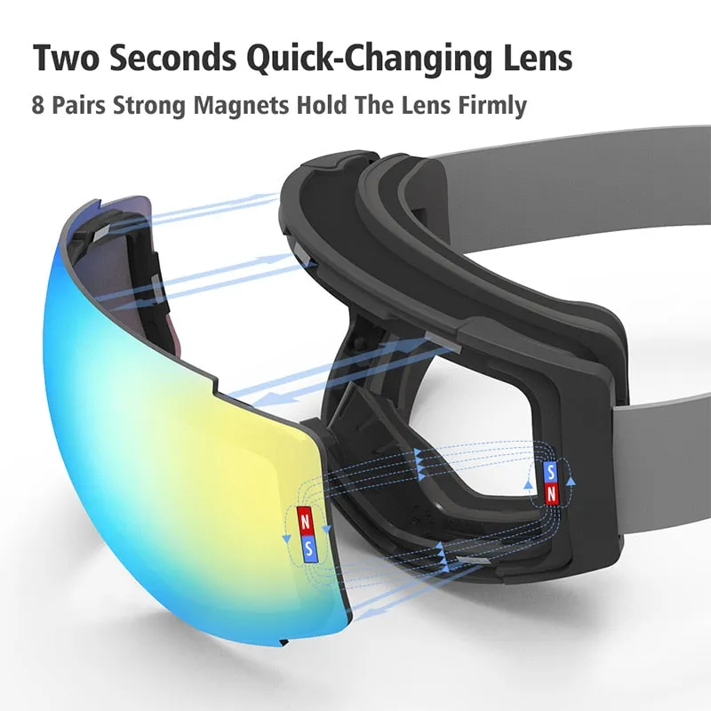 Magnetic Polarized Ski Goggles 2s Quick-Change Lens Professional Skiing Eyewear Men Women Anti-fog Snowboard Ski Glasses