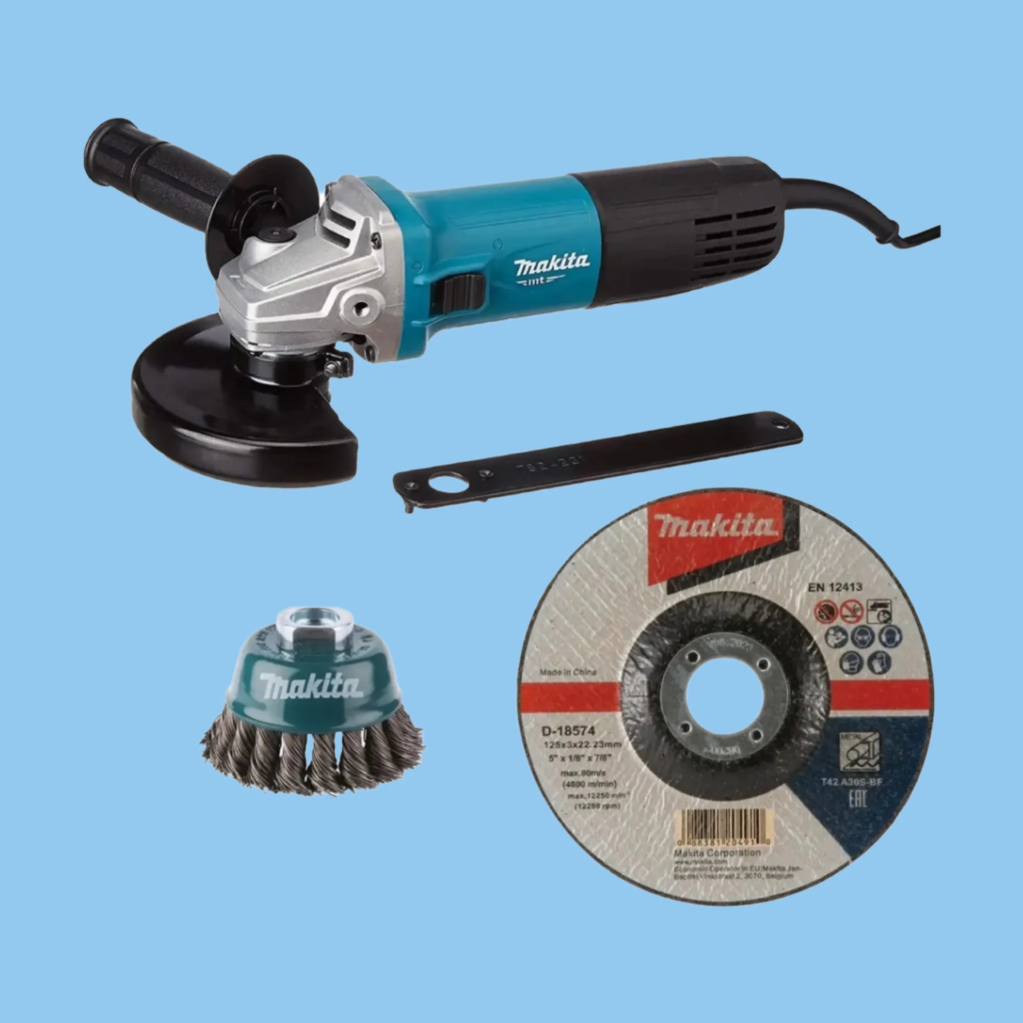 Makita Corded Angle Grinder, M9511B (850 W, 125 mm)   Disc Set