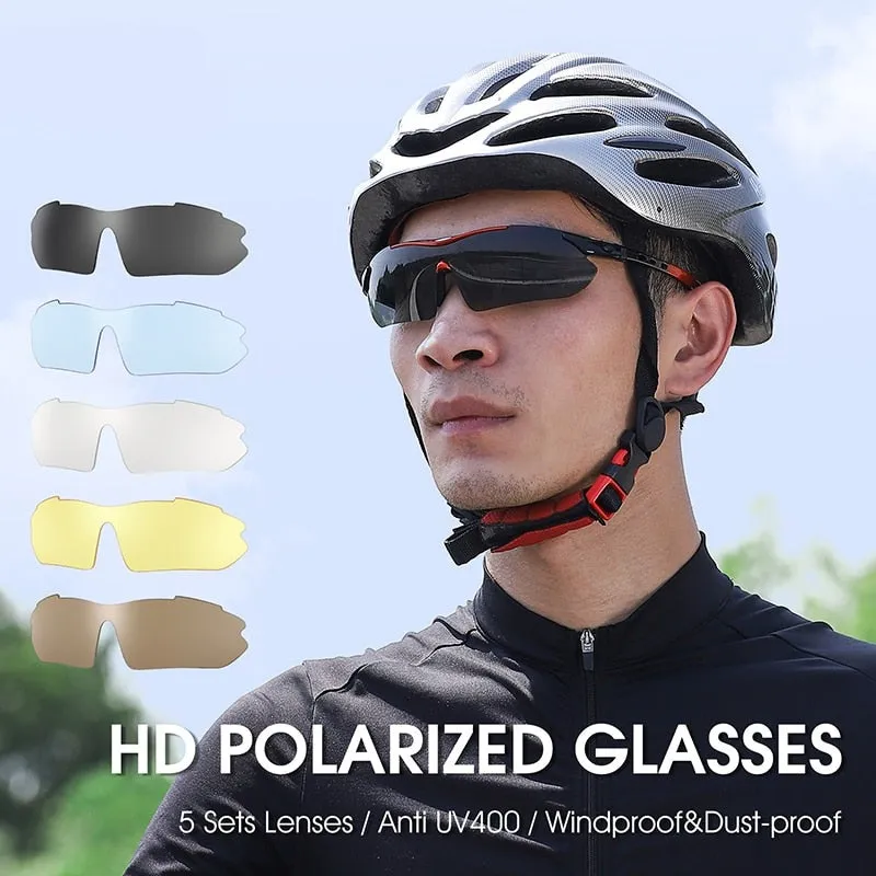 Polarized Cycling Glasses 5 Lens Men Women Sports Sunglasses Road MTB Mountain Bike Bicycle Riding Goggles Eyewear