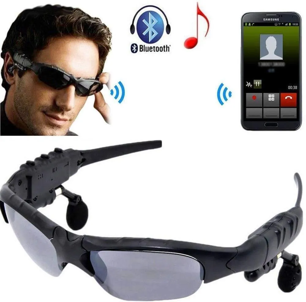 Portable Wireless Bluetooth Sunglasses for Men Headphones with Polarized Lenses & Stereo Sound Feature (Black)