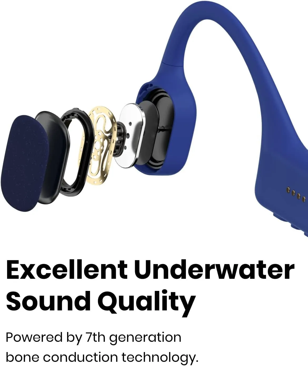 Shokz Openswim Swimming MP3 Headphones, Open-Ear Bone Conduction Headset, IP68 Waterproof, 4 GB Memory, MP3 Player for Swimming, Surfing, Running(No Bluetooth)（Sapphire Blue）