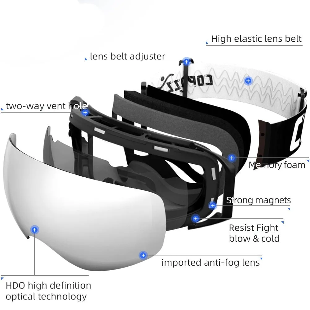 Ski Goggles frameless Double Layers UV400 Anti-fog big ski mask men women Outdoor skiing and snowboarding Ski glasses