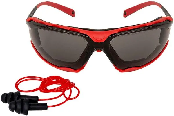 StealthX Indoor/Outdoor Safety Sunglasses with Corded Ear Plugs, Anti-Fog