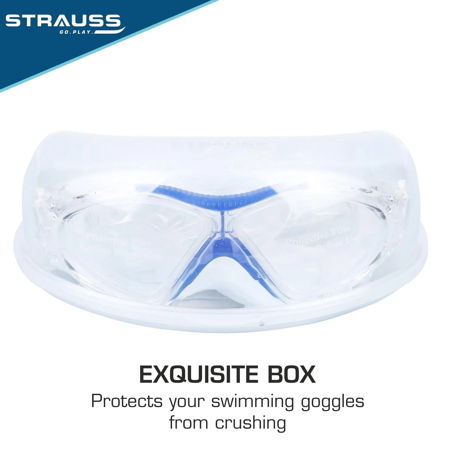 STRAUSS Swimming Goggles | Anti Fog & UV Protection | Swimming Goggles for Kids, Adults | Fully Adjustable Swimming Goggles with A Case Cover,(Blue)