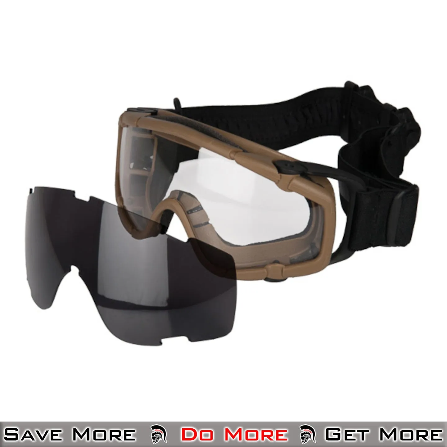 UK Arms Tactical Low Profile Ballistic Goggles W/ Fan - Tan Tactical Airsoft Safety Goggles for Eye Protection