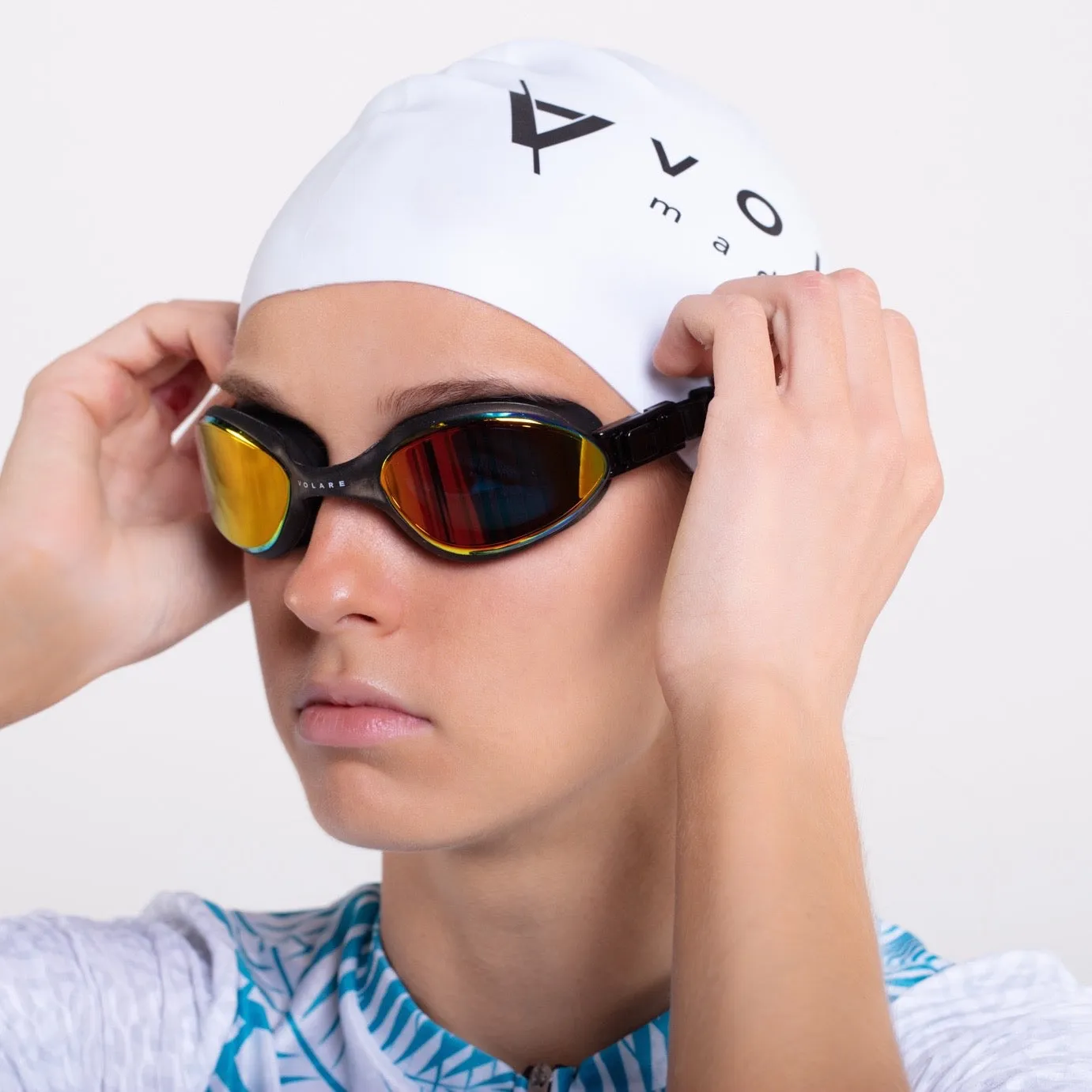 Volare Noosa Swim Goggles Black Gold Mirror Lens